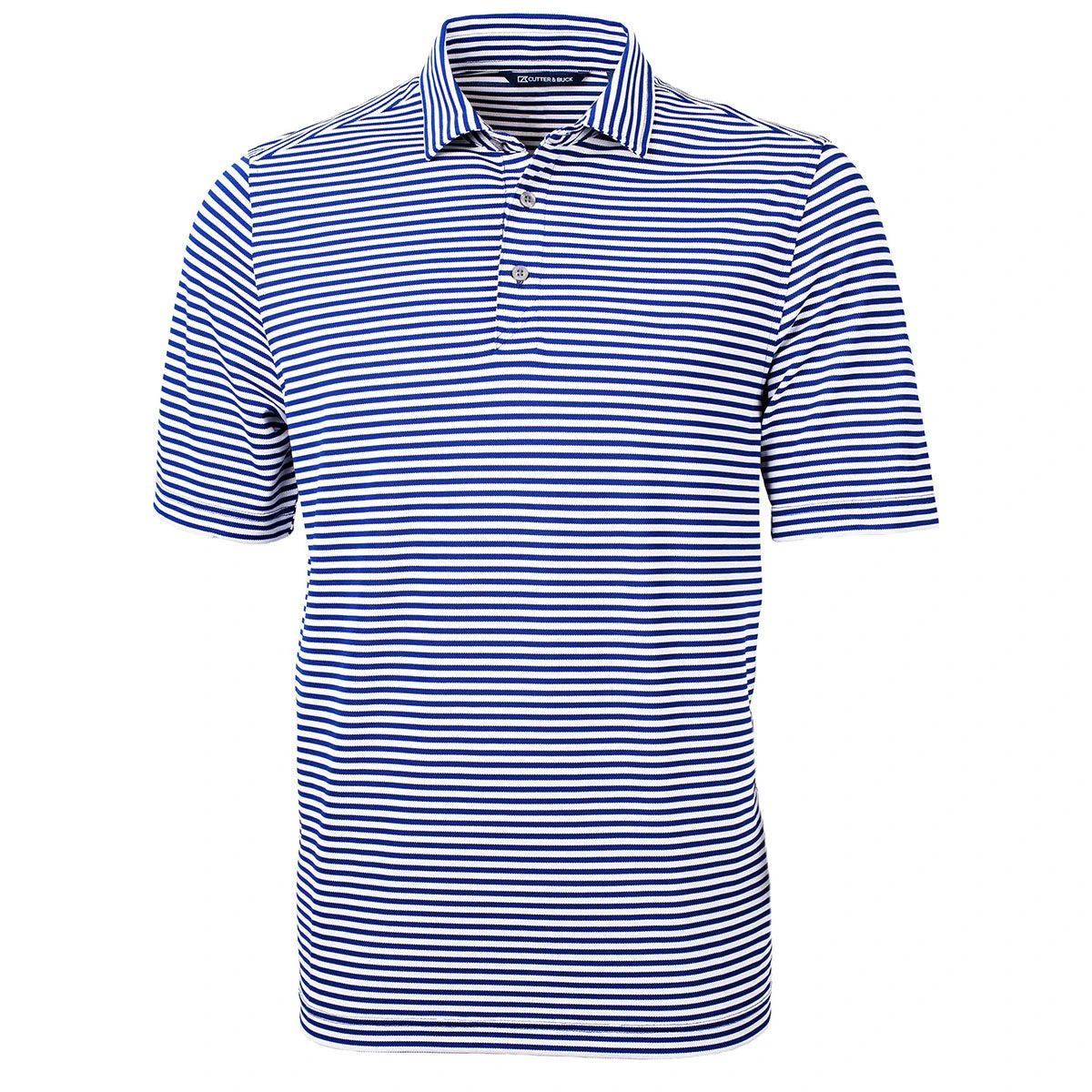 Cutter & Buck Men's Tour Blue Virtue Eco Pique Stripped Recycled Polo 3 Cutter & Buck Men's Tour Blue Virtue Eco Pique Stripped Recycled Polo