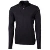 Cutter & Buck Men's Black Virtue Eco Pique Recycled Quarter Zip -Cutter & Buck MCK01187 BL F