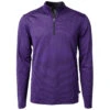 Cutter & Buck Men's College Purple/Black Virtue Eco Pique Micro Strip Recycled Quarter Zip -Cutter & Buck MCK01258 CPBL F