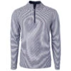 Cutter & Buck Men's Navy Blue/White Virtue Eco Pique Micro Strip Recycled Quarter Zip