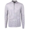 Cutter & Buck Men's Polished/White Virtue Eco Pique Micro Strip Recycled Quarter Zip -Cutter & Buck MCK01258 POLWH F