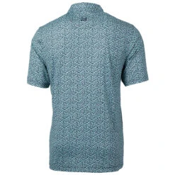 Cutter & Buck Men's Fresh Mint/Navy Blue Pike Magnolia Print Stretch Polo -Cutter & Buck MCK01278 FRNV B
