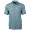 Cutter & Buck Men's Fresh Mint/Navy Blue Pike Magnolia Print Stretch Polo 2 Cutter & Buck Men's Fresh Mint/Navy Blue Pike Magnolia Print Stretch Polo -Cutter & Buck MCK01278 FRNV F