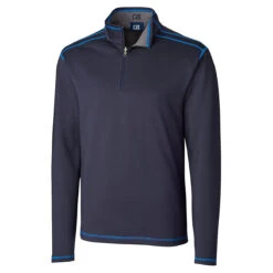 Cutter & Buck Men's Liberty Navy DryTec Evergreen Reversible Half-Zip