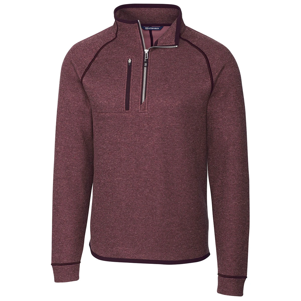 Cutter & Buck Men's Bordeaux Heather Mainsail Half Zip 3 Cutter & Buck Men's Bordeaux Heather Mainsail Half Zip