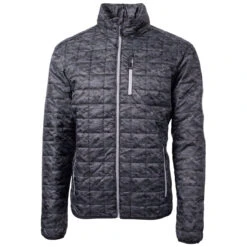 Cutter & Buck Men's Black Rainer PrimaLoft Eco Insulated Full Zip Printed Puffer Jacket