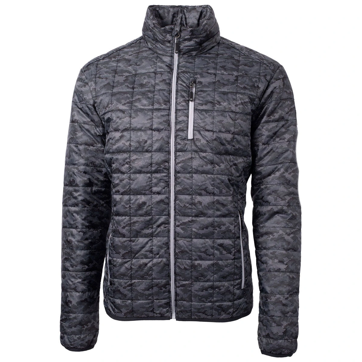 Cutter & Buck Men's Black Rainer PrimaLoft Eco Insulated Full Zip Printed Puffer Jacket 3 Cutter & Buck Men's Black Rainer PrimaLoft Eco Insulated Full Zip Printed Puffer Jacket