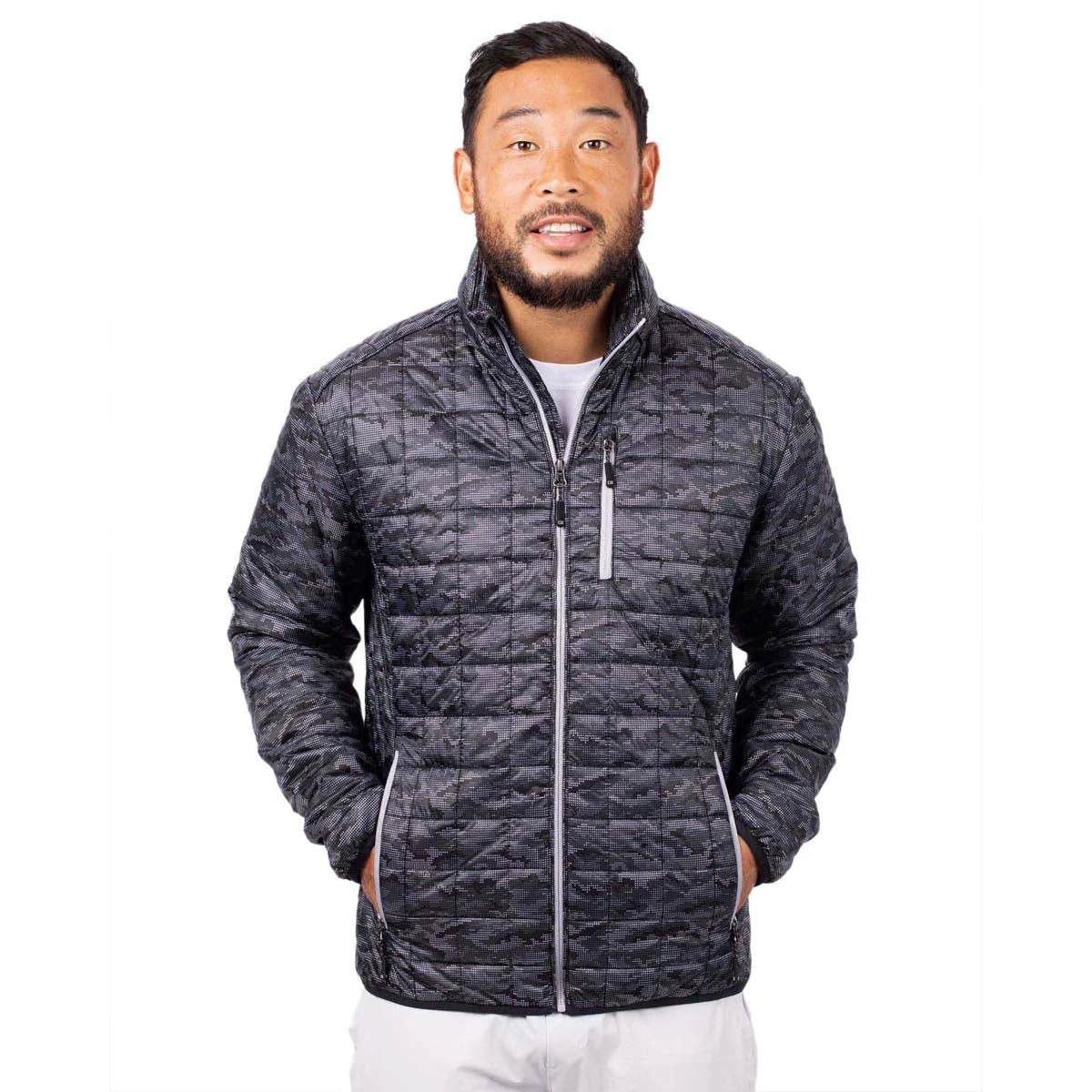 Cutter & Buck Men's Black Rainer PrimaLoft Eco Insulated Full Zip Printed Puffer Jacket 5 Cutter & Buck Men's Black Rainer PrimaLoft Eco Insulated Full Zip Printed Puffer Jacket - Image 3