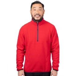 Cutter & Buck Men's Red/Navy Blue Cascade Eco Sherpa Fleece Pullover Jacket 8 Cutter & Buck Men's Red/Navy Blue Cascade Eco Sherpa Fleece Pullover Jacket -Cutter & Buck MCO00071 RDNV HTF