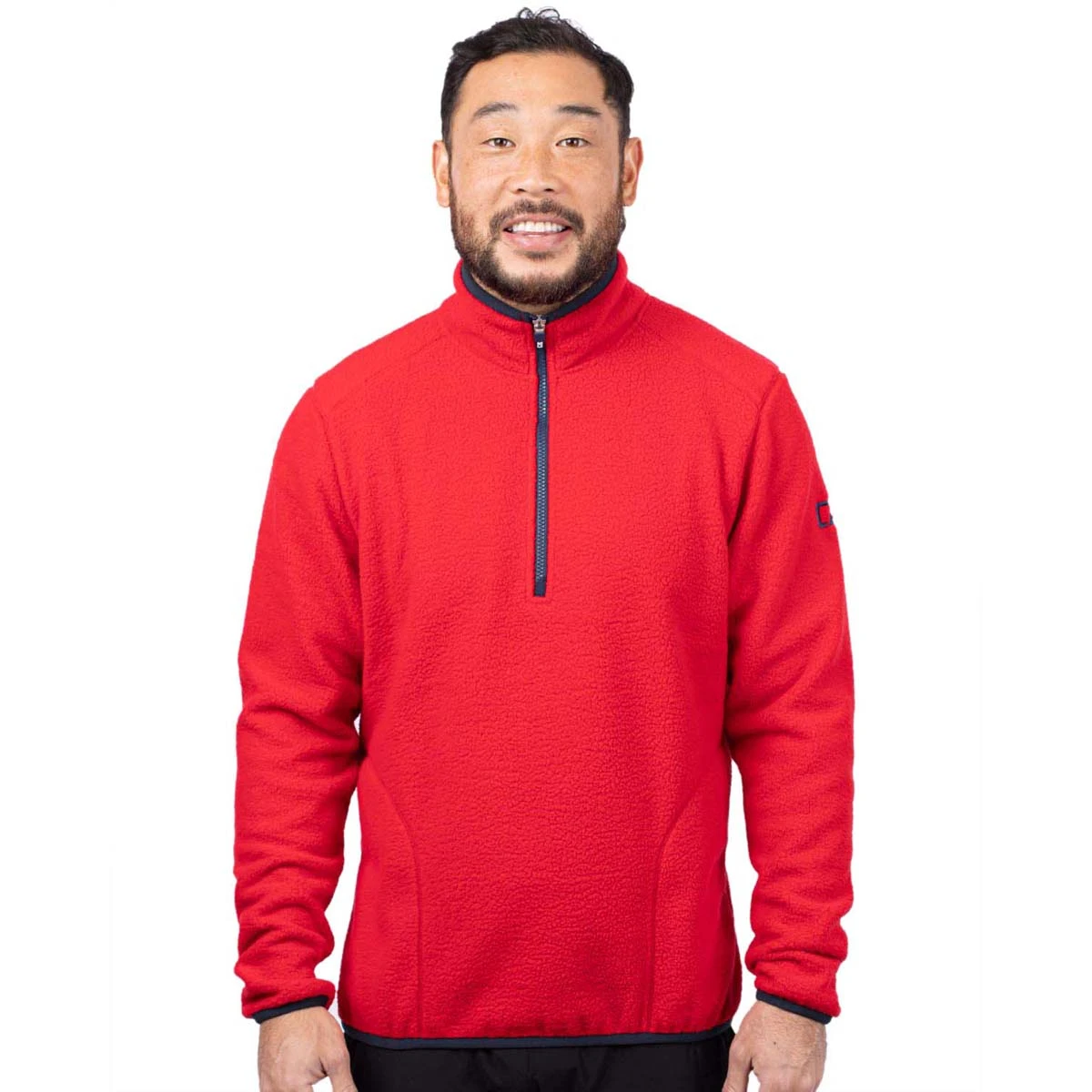 Cutter & Buck Men's Red/Navy Blue Cascade Eco Sherpa Fleece Pullover Jacket 5 Cutter & Buck Men's Red/Navy Blue Cascade Eco Sherpa Fleece Pullover Jacket - Image 3