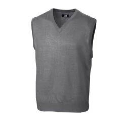 Cutter & Buck Men's Mid Grey Heather Douglas V-Neck Vest