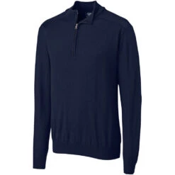 Cutter & Buck Men's Liberty Navy Long Sleeve Douglas Half Zip Mock